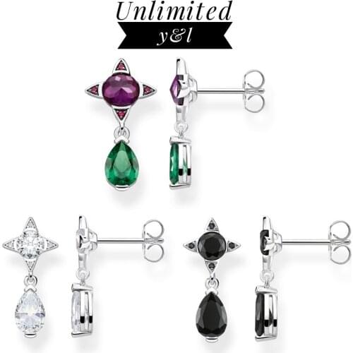 Black White Green Purple Star Drop Earrings 925 Sterling Silver Water Drop Dangle Earring Thomas Fine Jewelry Women Men 2020 New