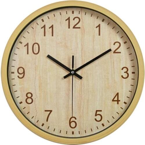 Modern Non Ticking Wall Clock,Silent Round Quartz Wood Grain Wall Clocks,for Living Room Office,12 Inch