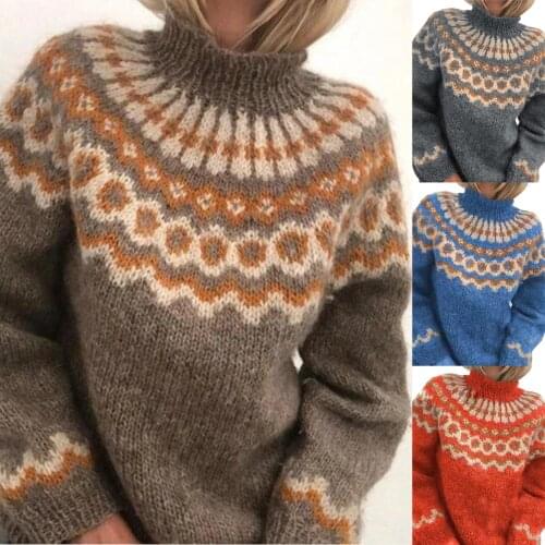 New M-3XL Sweater Woman 2020 Turtle Neck Autumn Jacquard Weave Long Sleeve Jumpers Pullover Knit Sweater Loose Knitted Pullovers