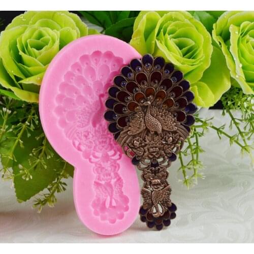 Peacock feather Texture clamp fondant cake molds Fondant decoration chocolate mould for the kitchen baking cake tools FM1082