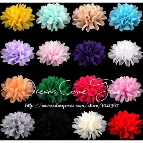 50pcs/lot 4" 16Colors Newborn Chic Tulle Chiffon Flowers For Children Hair Accessories Soft Artifical Fabric Flower For Headband