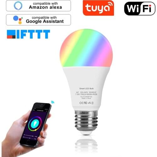 Tuya 7.5W E27 WiFi Smart Light Bulb LED Lamp App Operate Alexa Google Assistant Voice Control Wake up Smart Lamp Night Light