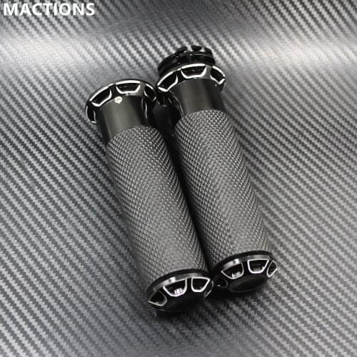 Universal Handlebar Grips Black CNC 1" 25mm Hand Grip For Harley Touring Sportster Iron 883 1200 Dyna Softail VRSC