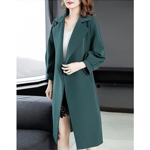 Mid-length Windbreaker Women Jacket 2019 Spring New Temperament Slim Fashion Long-sleeved Coat Womens Clothing Loose Thin