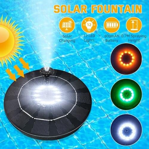 12LED 3W Solar Fountain Solar Panel Powered Fountain Water Pump Bird Bath Patio Landscape Floating Solar Fountain with Nozzles