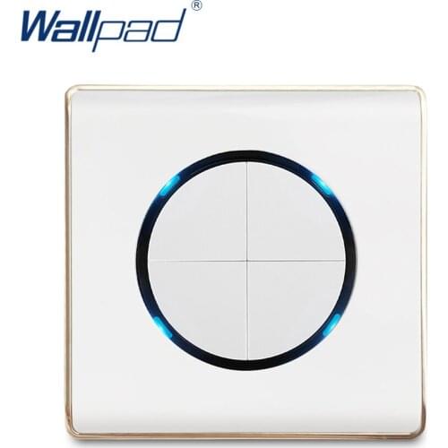Wallpad 4 Gang 2 Way Random Click Wall Light Switch With LED Indicator White PC Panel For Home