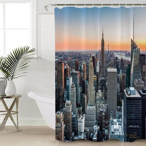City Landscape Shower Curtain Bathroom Decorative Waterproof Polyester Fabric Curtain for Bathroom