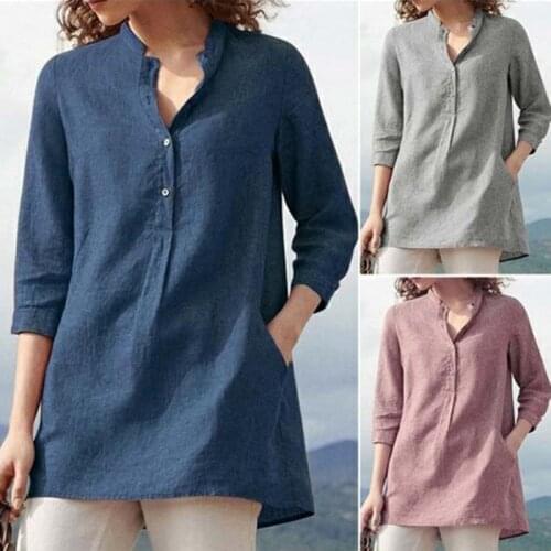 Short Sleeve Women Linen Blouse Tops and Blouses Shirt V-Neck Lady Casual Shirt Women Tops Blusas Female Blouse