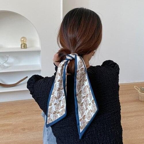 2021 New Lengthened Fashion Woman Ribbon Headband For Hair French Style Silk Womens Bandana Summer Sweet Bow Hair accessories