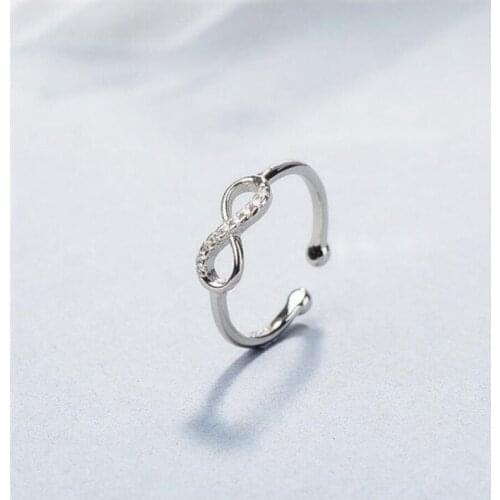 Sole Memory Temperament Creative Geometry Digital Personality Fashion 925 Sterling Silver Female Resizable Opening Rings SRI232