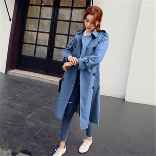 2019 Spring Autumn New Women Cassic Simple Maxi Long Windbreaker Female Double-Breasted Trench Coat Outerwear Manteau Femme 811