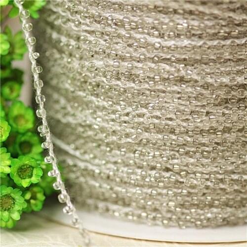 1M Latest Lace Beaded Trim Crystal Beads Sequin Loose Fabric,width 0.2cm DIY Sewing Applique Collar Cord Guipure Decoration YU27