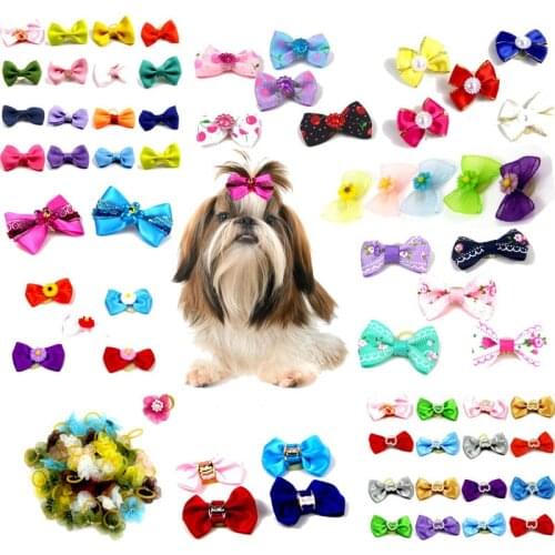 10pcs/lot Ribbon Hair Clip Colorful Barrettes Hairgrip Headwear Pet Dog Bows Girls Dog Hairpins Hair Accessories
