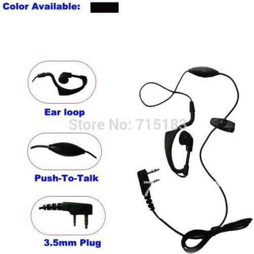 2-pin Headset for Kenwood Wouxun Quansheng Weierwei Baofeng HYT Puxing portable radio K Plug