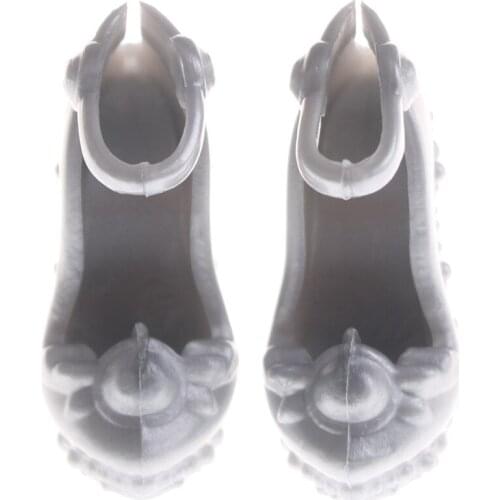 2Pairs Silver/Grey Handmade Plastic Doll Shoes Fit Doll Accessories