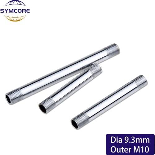 2pcs Dia 9.3mm Two External Teeth M10 Straight Tube Chrome Iron Rod Hollow Tooth Tube Table Lamp Floor Light Connection Tube