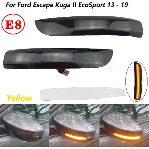 2pcs Dynamic Blinker Led Turn Signal Lights Smoked Flowing Rear View Mirror Lights Indicator For Ford Kuga Ecosport 2013-2018