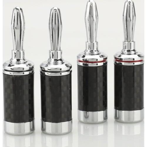 Hi-End Rhodium Plated Carbon Fiber Speaker Cable Banana Terminal Connector 8pcs