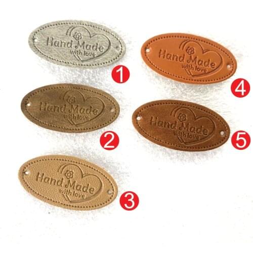 50 pcs hand made PU leather Labels 32 mm* 16mm /leather label /handmade with love label /pu label