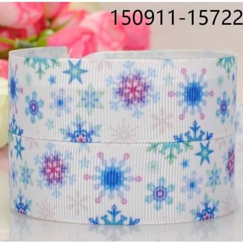 50 yards 1 " 25 mm Christmas snowflake printed grosgrain tape DIY hair bow decoration accessories