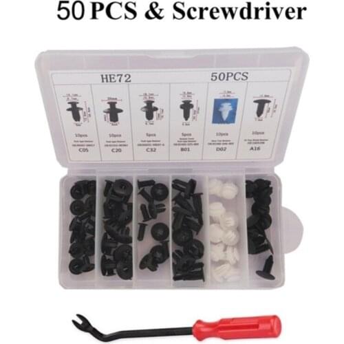 620/415/50Pcs Car Body Push Pin Rivets Bumper Fastener Clips With Screwdriver
