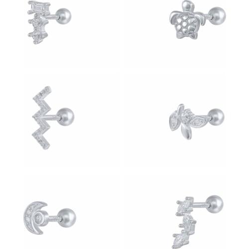 Aide 1PCS 925 Sterling Silver Earrings For Women 2021 Bling Zircon Flower Stud Earring Jewelry Gifts Pendientes Brincos Joyero