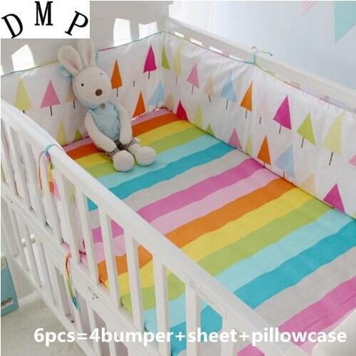 Promotion! 6/7PCS Cartoon baby bed set Cot set for baby girls&boy Sheet bed kit Cartoon crib bedding set , 120*60/120*70cm