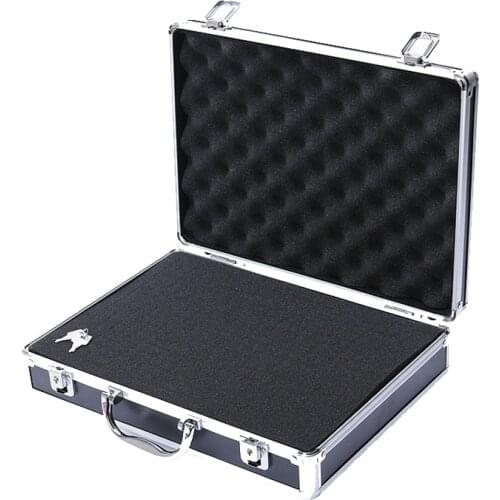 Aluminum Tool case suitcase toolbox password box File box Impact resistant safety case equipment camera case with pre-cut foam