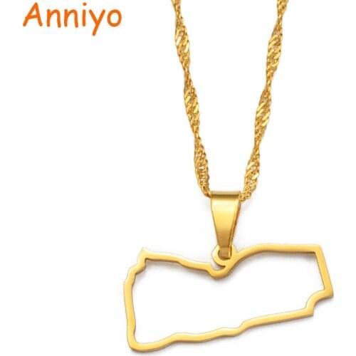 Anniyo Yemen Map Outline Pendant Neckalces Gold Color Neckalce Yemeni Jewelry #213021