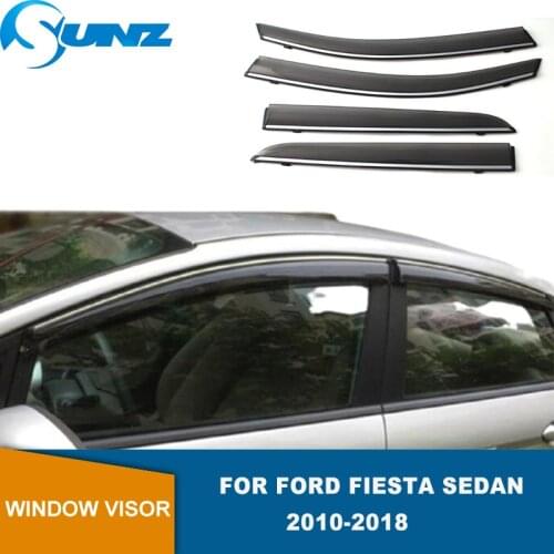 Side Window Deflector For Ford Fiesta Sedan 2010 2011 2012 2013 2014 2015 2016 2017 2018 Smoke Window Visors Weathershields SUNZ