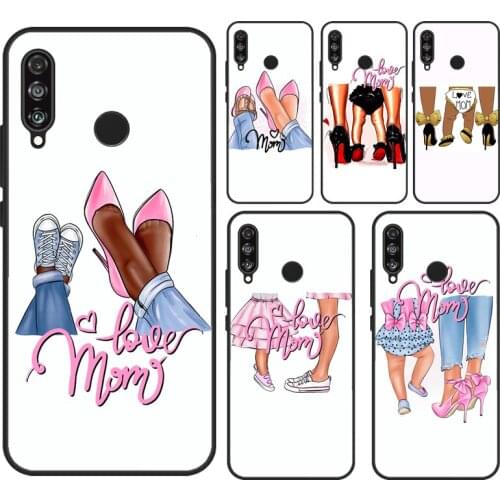 Super Mom son daughter Heels Baby Girl Case For Huawei Mate 20 Lite P Smart 2019 2021 Cover For Huawei P20 Lite P40 P30 Pro Case