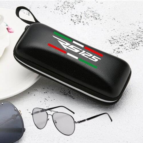 Black leather women man glasses Case sunglasses Case Box For Aprilia RS125 RS 125 ApriliaRS125 motorcycle Accessories