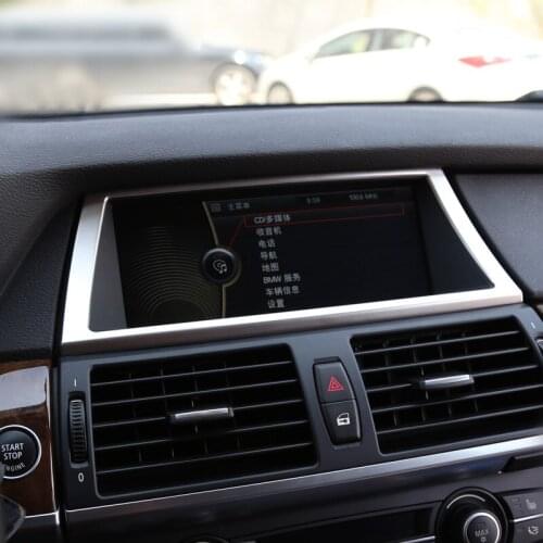 Stainless Steel Console Navigation Frame Decorative Cover Interior Sticker Trim For BMW X5 X6 E70 E71 2008-2014 Car Accessories