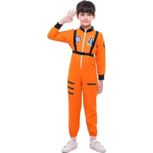 Kids Space Astronauts Pilot One Piece Garment Jumpsuits Costumes Cosplay For Boys Halloween Masquerade Party Stage Costume