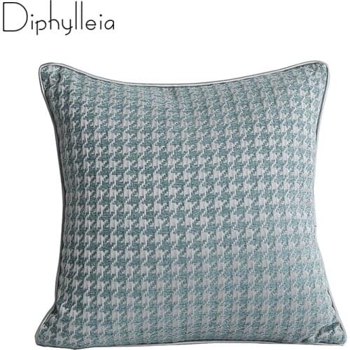 Diphylleia Cushion Cover Distinctively Light Blue Houndstooth INS Nordic Modern Simple Pillow Case Designer Coussin 45x45cm