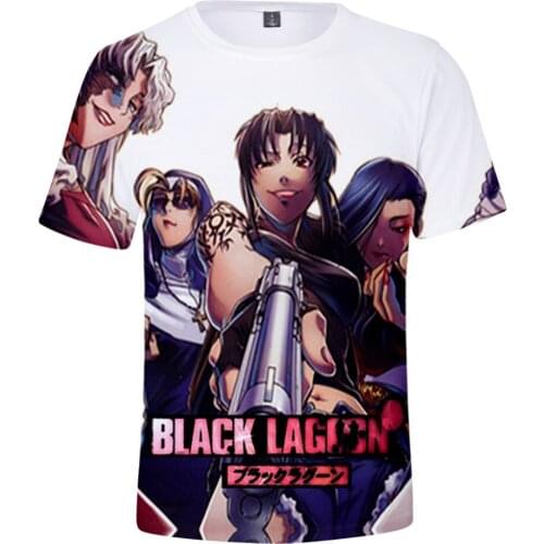 Anime BLACK LAGOON 3D Summer Preppy Style Men/Women Street Clothes T-shirt Youthful Retro Cosplay Manga Coat