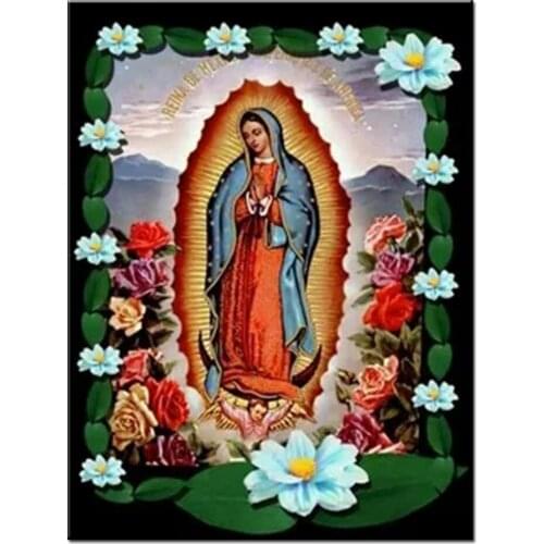Full Square Round Mexico Guadalupe Virgin Mary Embroidery rose flower DIY Diamond Painting Cross Stitch Lady Religion gift k1930