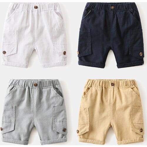Yocute 2021 Summer New Boys' Shorts Baby Casual Kids Clothes Cotton Solid Fashion Style Pocket Pants For Toddler Boy 2-6 Years