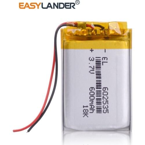 3.7V 600mAh 602535 Lithium Polymer Li-Po li ion Rechargeable Battery Lipo cells For Car DVR Tachograph Bluetooth speaker MP3 MP4