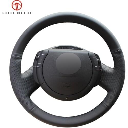 LQTENLEO Black PU Artificial Leather Handsewing Car Steering Wheel Cover For Citroen Triumph C4 C-Quatre 2004-2011