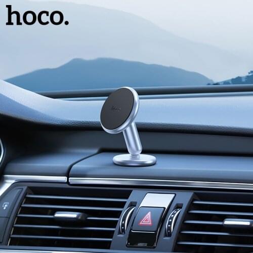 Hoco Magnetic Phone Holder in Car For iPhone 12 Pro Max Aluminum Alloy 360 Rotation Cell Phone Stand For 4.5-7 inch Smart Phone