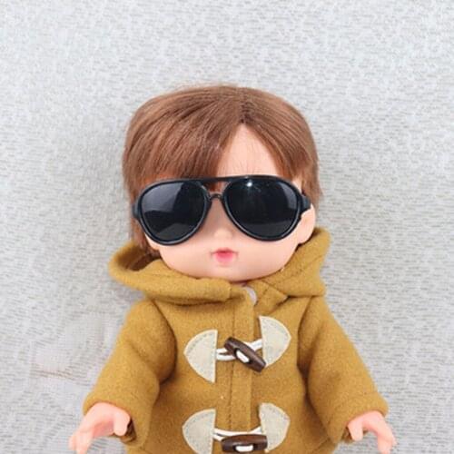Fashion Dolls Sunglasses for 10 inch Doll Oval Eyewear Glasses for Mellchan Doll Outfit Accessories Black