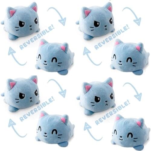 Soft Reversible Flip Cat Stuffed Plush Doll Simulation Reversible Plush Toy Color Mood cat Plush Doll Filled Plush Child Toy