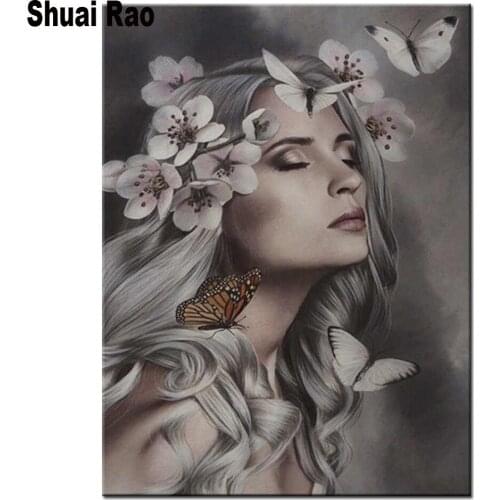 3d square Diamond Painting Kit butterflies flower beauty Mosaic Home Decoration full round diamond Embroidery Handmade Gift