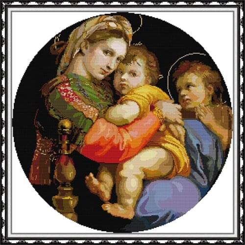 Joy Sunday Madonna Della Seggiola stamping cross stitch kit 11CT 14CT embroidery needle and thread kit home decoration painting