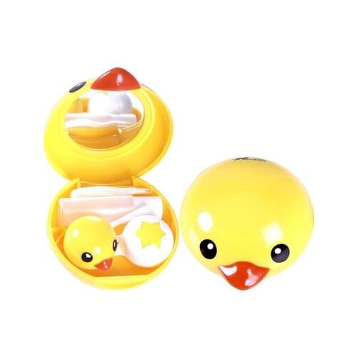 New Mini Eyewear Accessories Cartoon Duck Design Contact Lens Box Case Holder Container Case