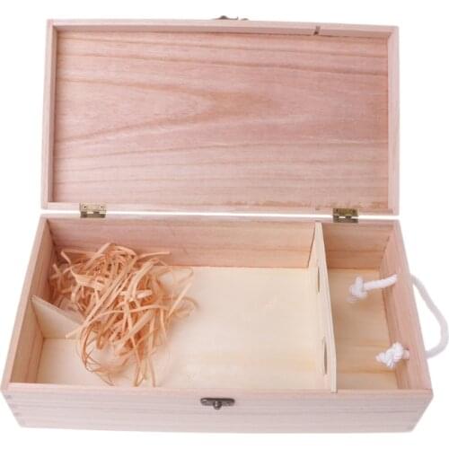 New High-Quality Manufacturers Pine Wood Red Wine Carrier Gift Packing Box for two bottle Weeding Birthday Banquet