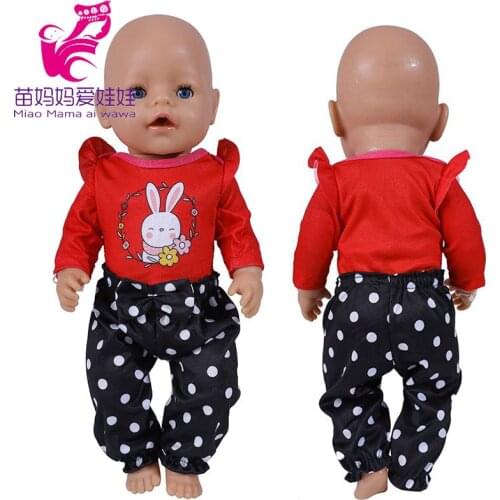 17 Inch Reborn Baby Doll Clothes Red Rabbit Black Dots Pants Toys Wears Children Gifts