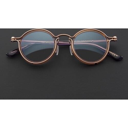 Limited Edition Vintage Ultralight Titanium-Acetate Eyeglass Frame Precision Type Retro Round Eyewear Women Man Original Quality