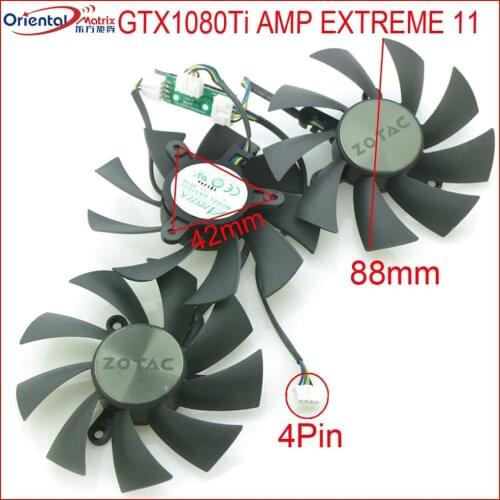 Free Shipping Original GA92S2U 88mm 42*42*42mm 0.46A 4Pin VGA Fan For ZOTAC GTX1080Ti AMP EXTREME 11 Graphics Video Card Fan